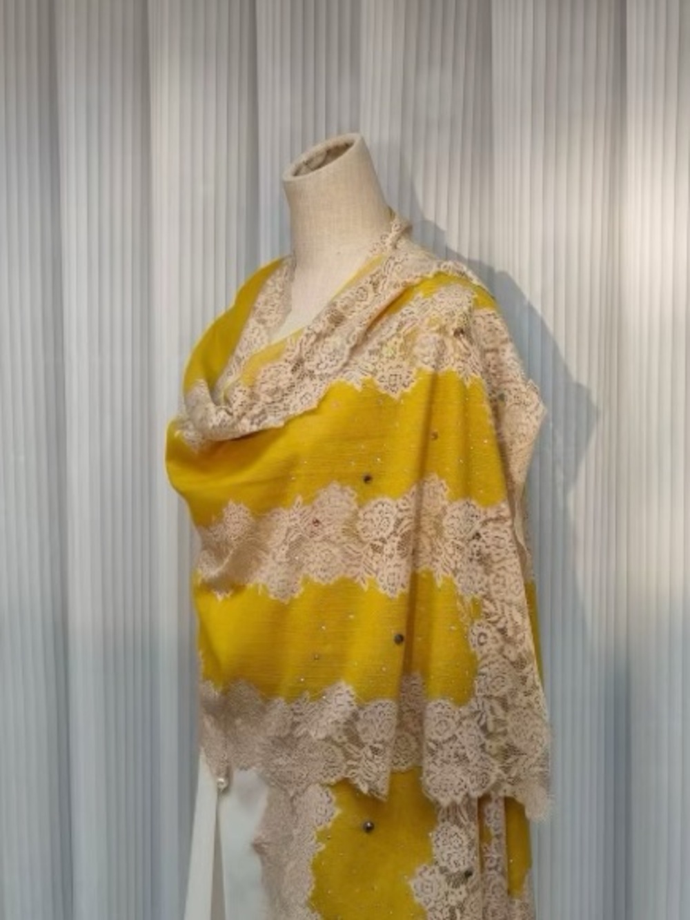Dusty Yellow Lace silk scarf